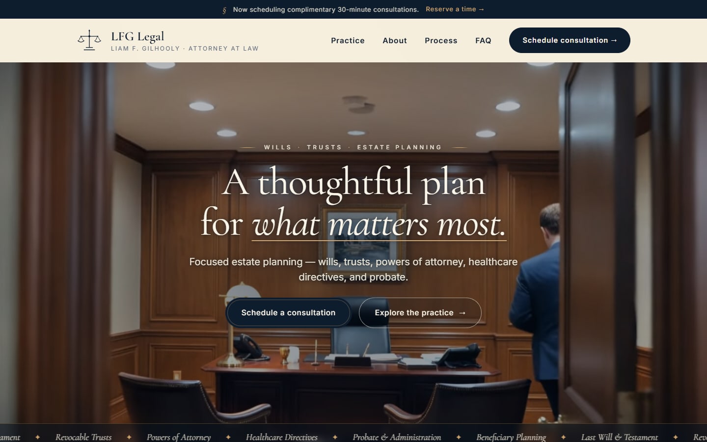 LFG Legal — estate planning law firm website by Reforged Studio