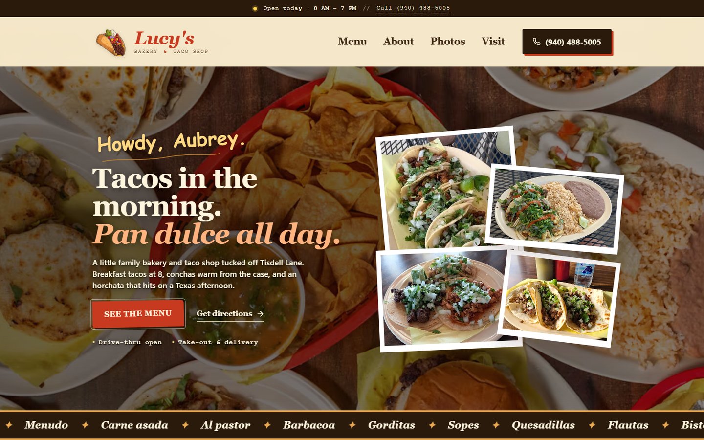 Lucy's Bakery & Taco Shop — website by Reforged Studio