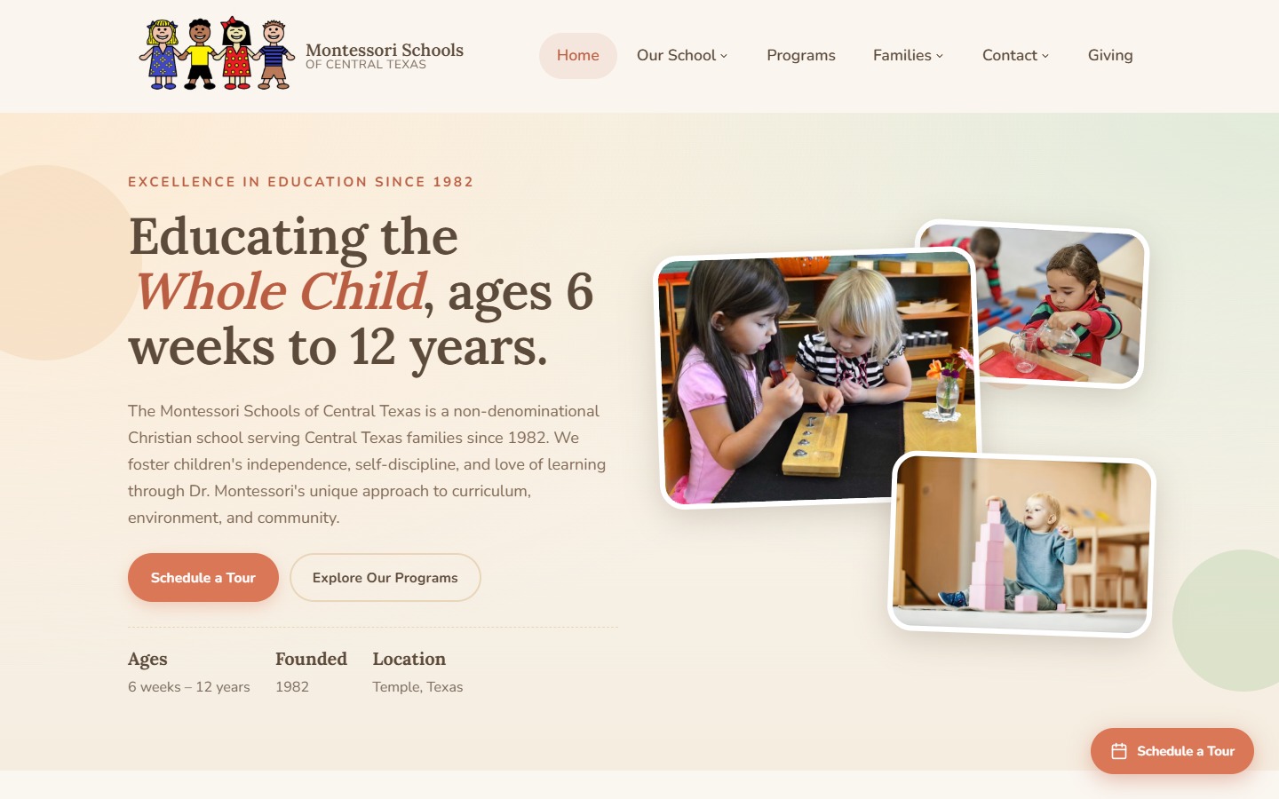 Montessori Schools of Central Texas — after redesign