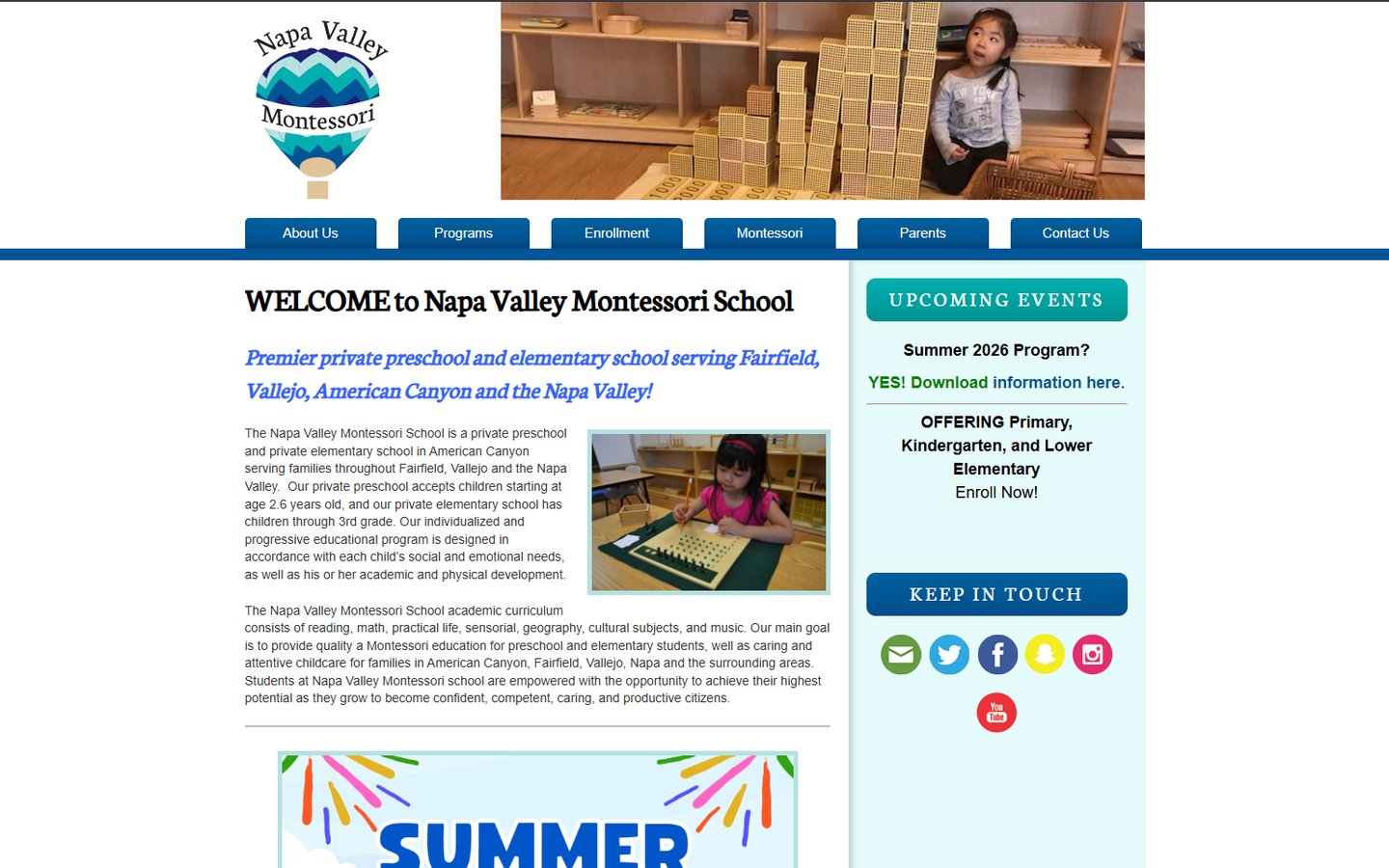 Napa Valley Montessori — before redesign