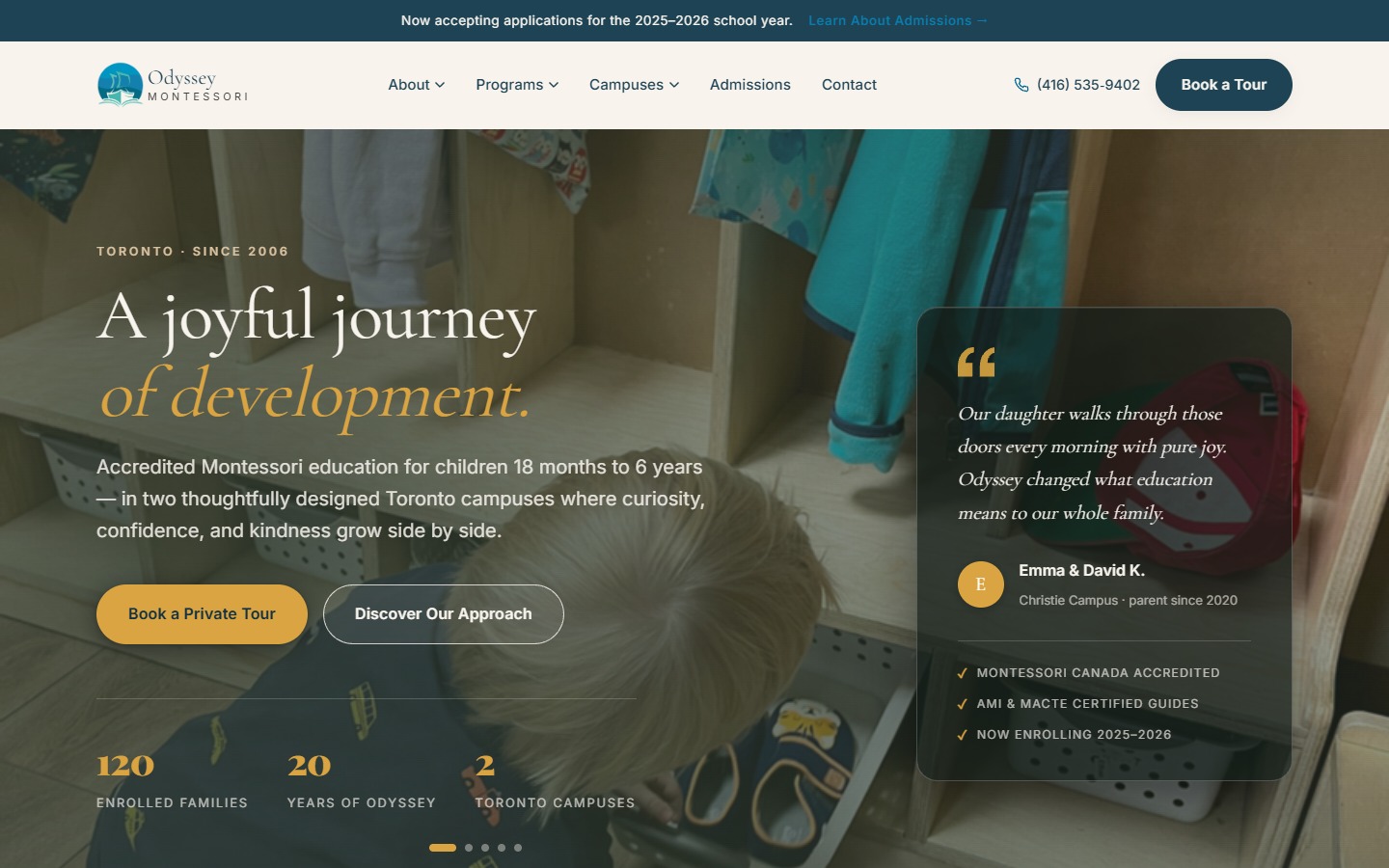 Odyssey Montessori — after redesign