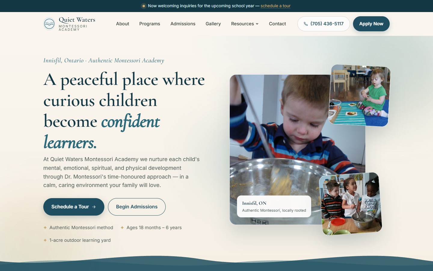 Quiet Waters Montessori — after redesign